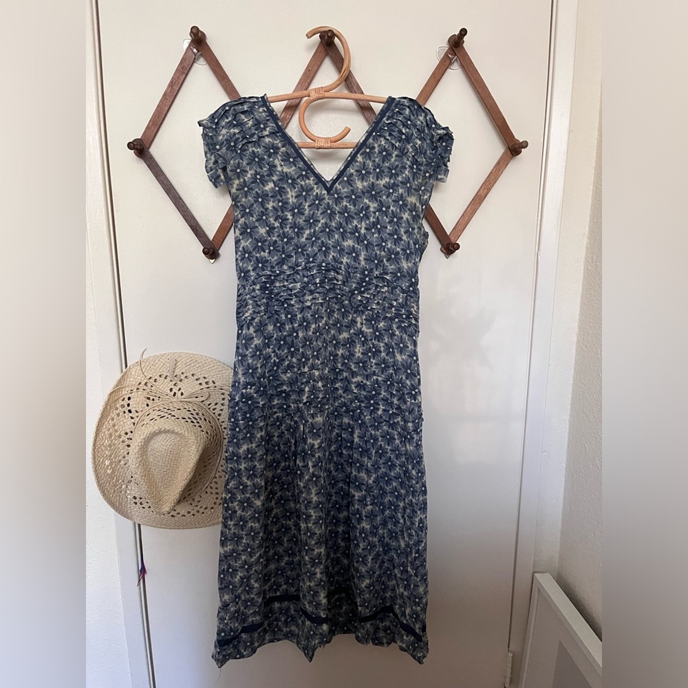 DKNY Silk Blue Floral Dress